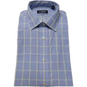 imageChaps Mens Elite Performance RegularFit Stretch Collar Dress Shirt Iris PlaidPurple Dune