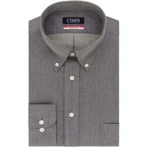imageChaps Mens Regular Fit Twill Wrinkle Free Dress Shirt Grey GrayBlack Pepper