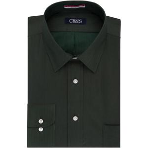 imageChaps Mens Regular Fit Wrinkle Free Herringbone Twill Long Sleeve Dress Shirt 14145 Neck 3233 Sleeve Hunter