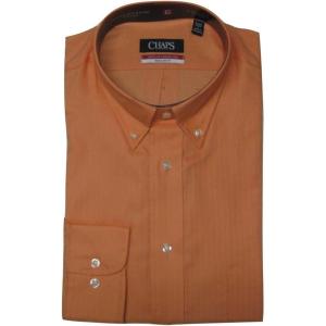 imageChaps Mens RegularFit Herringbone Twill Dress Shirt Orange L 165 3233
