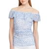 imageChaps Womens Printed OffTheShoulder Top XLarge Blue Floral
