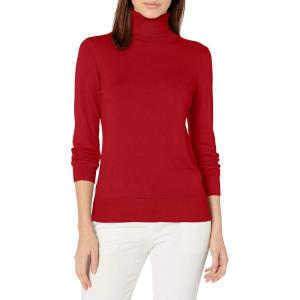 imageChaps Womens Long Sleeve Turtle Neck CottonSweaterRich Red