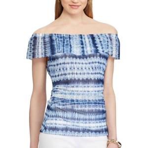 imageChaps Womens Printed OffTheShoulder Top XLarge Blue Tie Dye