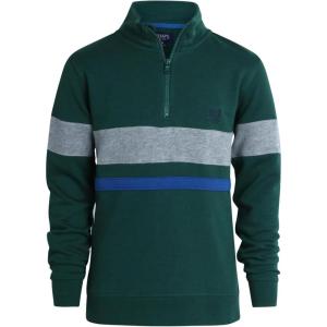 imageChaps Boys Pullover Sweater  Classic Fit Flannel Quarter Zip Pullover Mock Neck Sweater for Boys SXLEvergreen