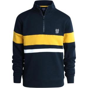 imageChaps Boys Pullover Sweater  Classic Fit Flannel Quarter Zip Pullover Mock Neck Sweater for Boys SXLNavy