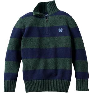 imageChaps QuarterZip Pullover Sweater Boys 48 4 GreenNavy Stripe