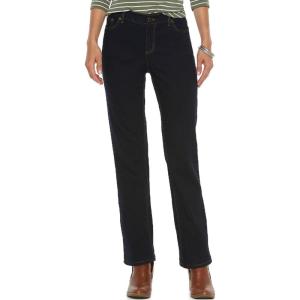 imageChaps Womens Madden Straight Slimming Fit Denim Jeans 2 Long Dark Blue Rinse