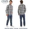 imageChaps Mens Classic Fit Long Sleeve Button Down Stretch Poplin Casual ShirtIvory