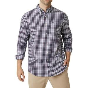 imageChaps Mens Button Down Shirt  Long Sleeve Collared Shirt for Men WrinkleResistant Sustainable XSXL XSmall White Sand Small Plaid