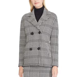 imageChaps WomensPlaid DoubleBreasted Sweater Blazer Black Birdeye Plaid XXL