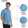 imageChaps Mens Everyday Casual Classic Fit Stretch Pique Polo Shirt S2XLAzure