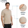 imageChaps Mens Everyday Casual Classic Fit Stretch Pique Polo Shirt S2XLKhaki Heather