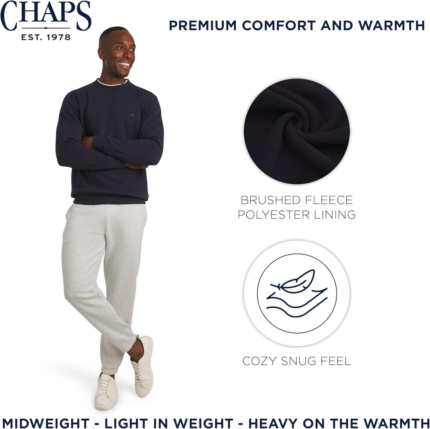 imageChaps Mens Everyday Classic Casual Long Sleeve Super Soft Fleece Midweight Crewneck SweaterAmerican Navy