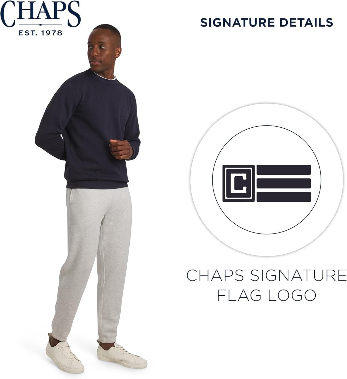 imageChaps Mens Everyday Classic Casual Long Sleeve Super Soft Fleece Midweight Crewneck SweaterAmerican Navy