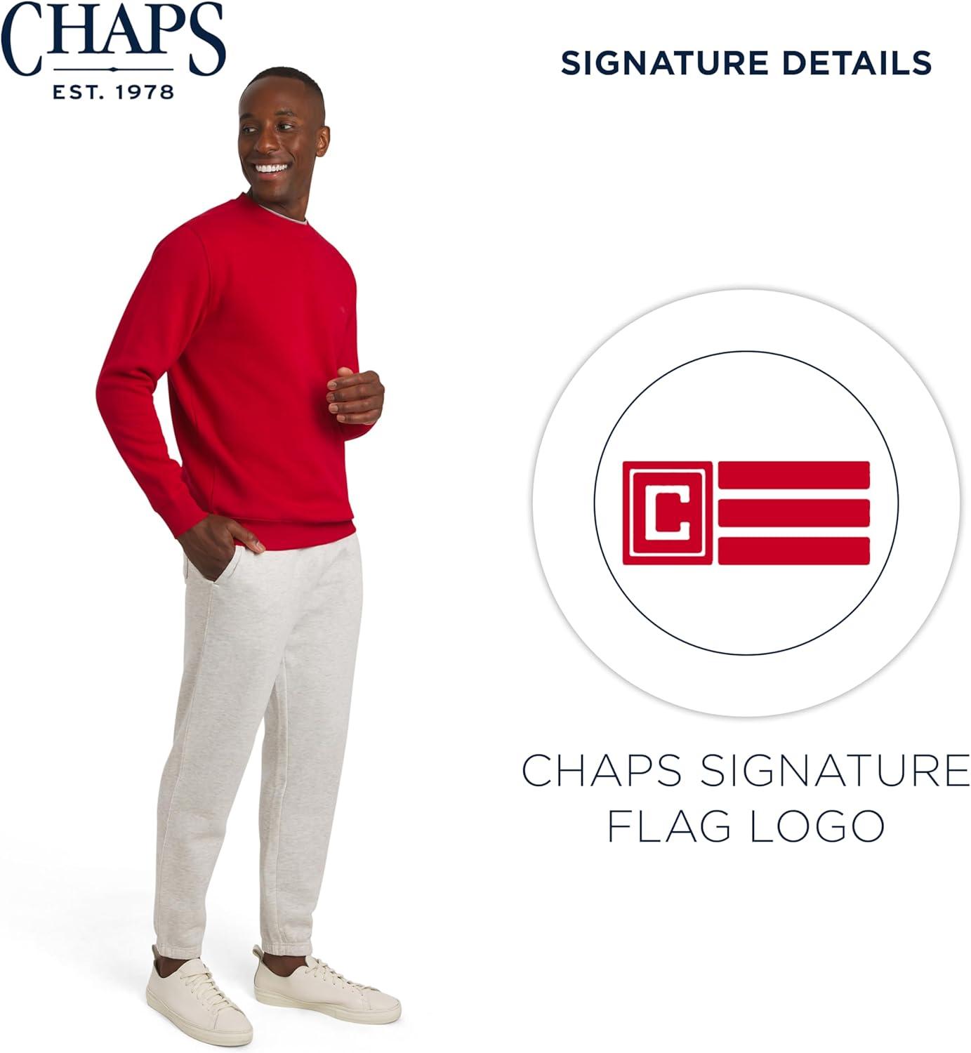 imageChaps Mens Everyday Classic Casual Long Sleeve Super Soft Fleece Midweight Crewneck SweaterChaps Red