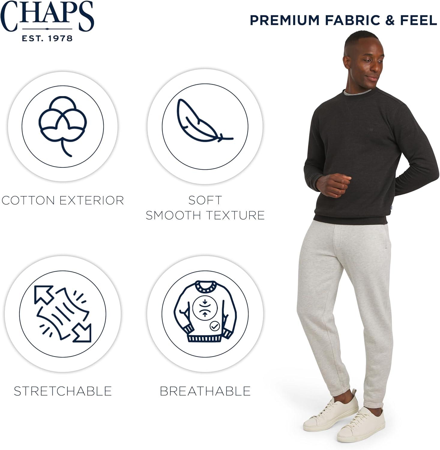 imageChaps Mens Everyday Classic Casual Long Sleeve Super Soft Fleece Midweight Crewneck SweaterCharcoal Heather