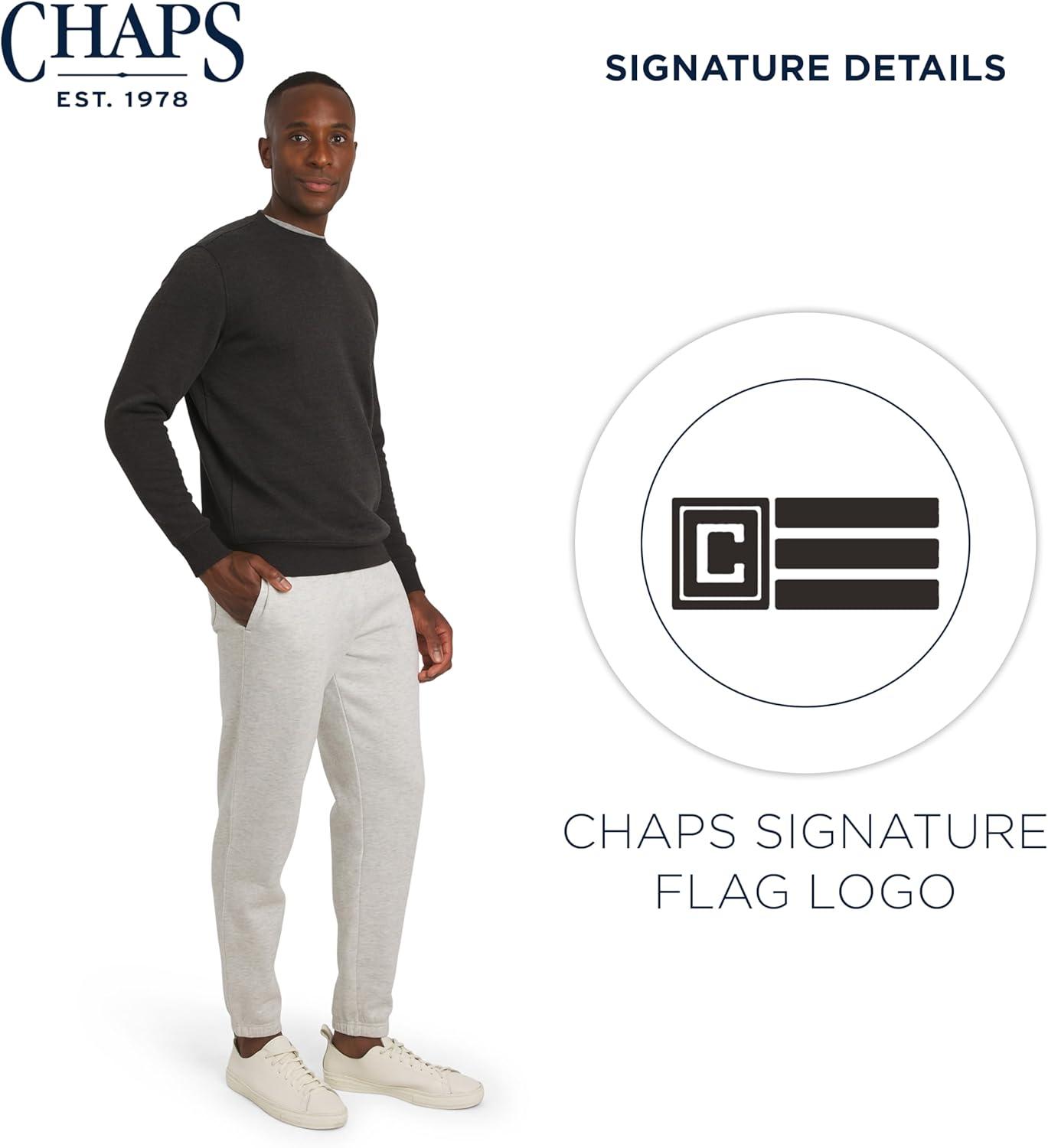 imageChaps Mens Everyday Classic Casual Long Sleeve Super Soft Fleece Midweight Crewneck SweaterCharcoal Heather