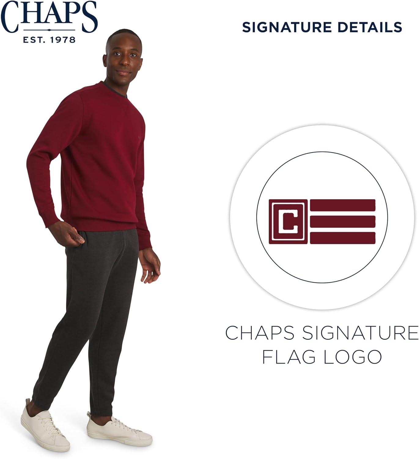 imageChaps Mens Everyday Classic Casual Long Sleeve Super Soft Fleece Midweight Crewneck SweaterDeep Mahogany