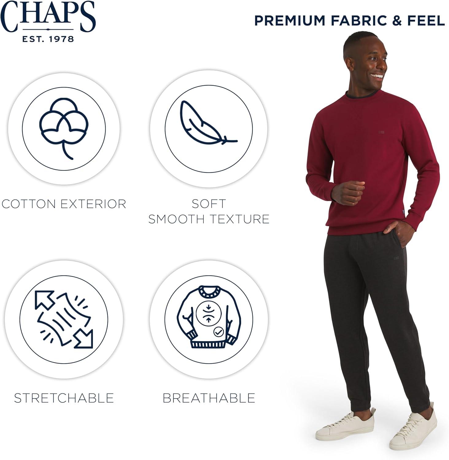 imageChaps Mens Everyday Classic Casual Long Sleeve Super Soft Fleece Midweight Crewneck SweaterDeep Mahogany