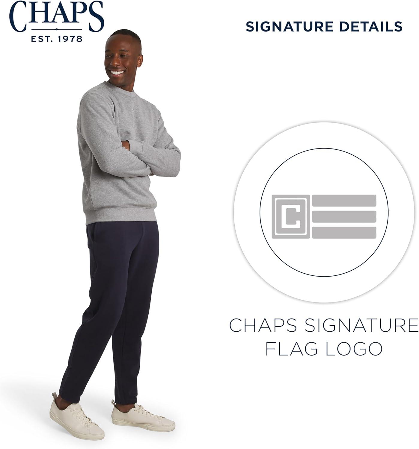 imageChaps Mens Everyday Classic Casual Long Sleeve Super Soft Fleece Midweight Crewneck SweaterLight Grey Heather