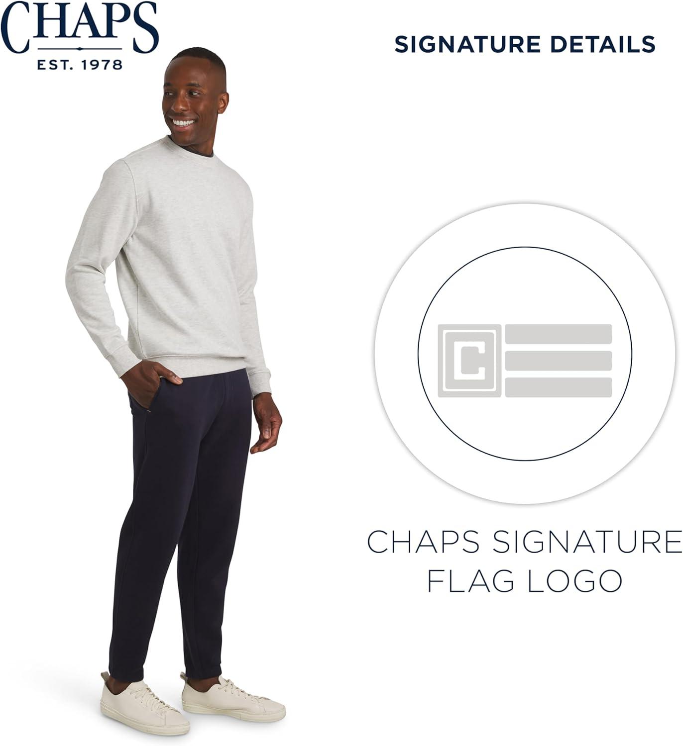 imageChaps Mens Everyday Classic Casual Long Sleeve Super Soft Fleece Midweight Crewneck SweaterOatmeal Heather