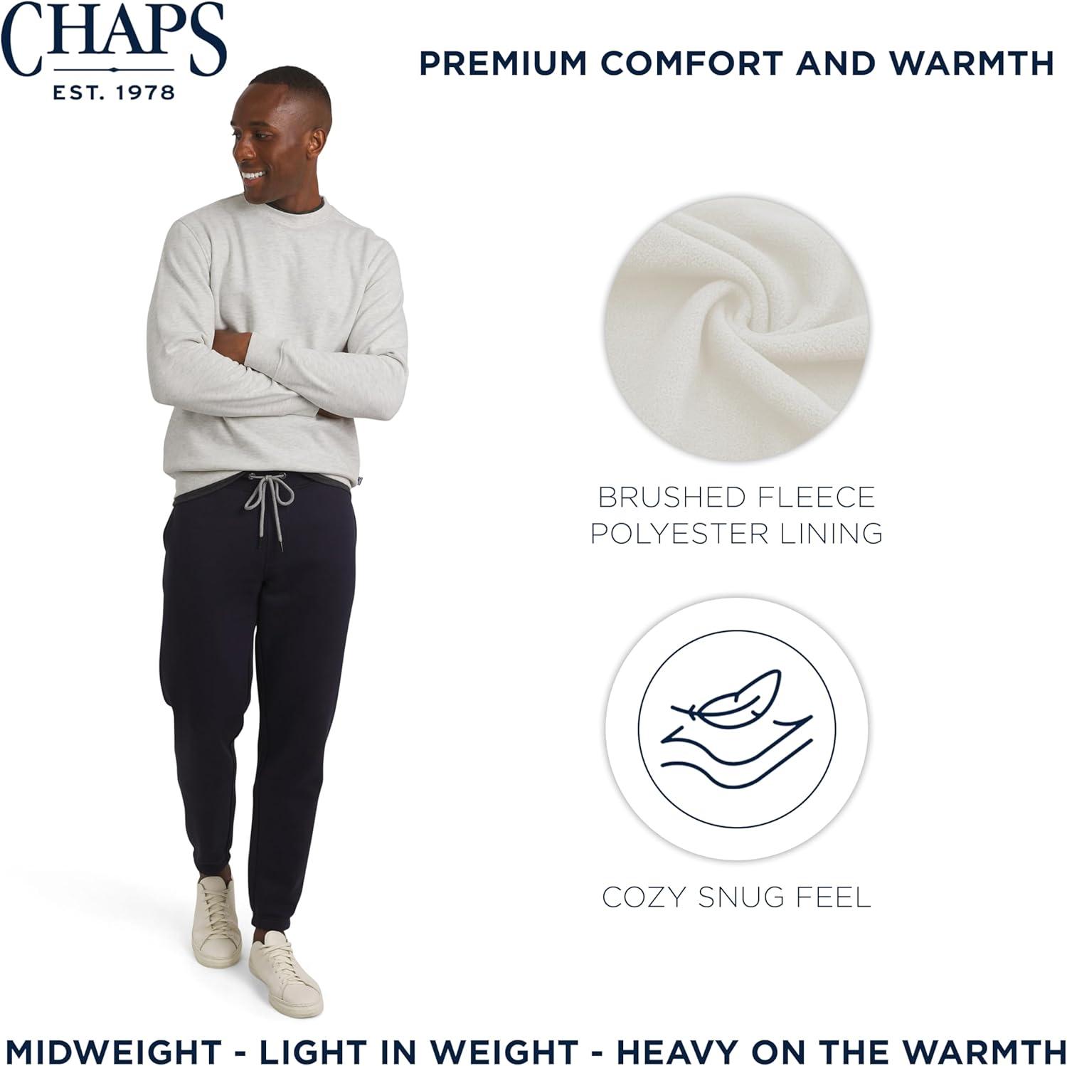 imageChaps Mens Everyday Classic Casual Long Sleeve Super Soft Fleece Midweight Crewneck SweaterOatmeal Heather