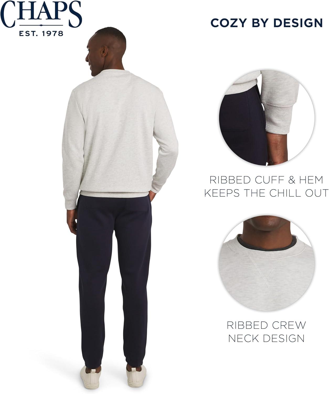 imageChaps Mens Everyday Classic Casual Long Sleeve Super Soft Fleece Midweight Crewneck SweaterOatmeal Heather