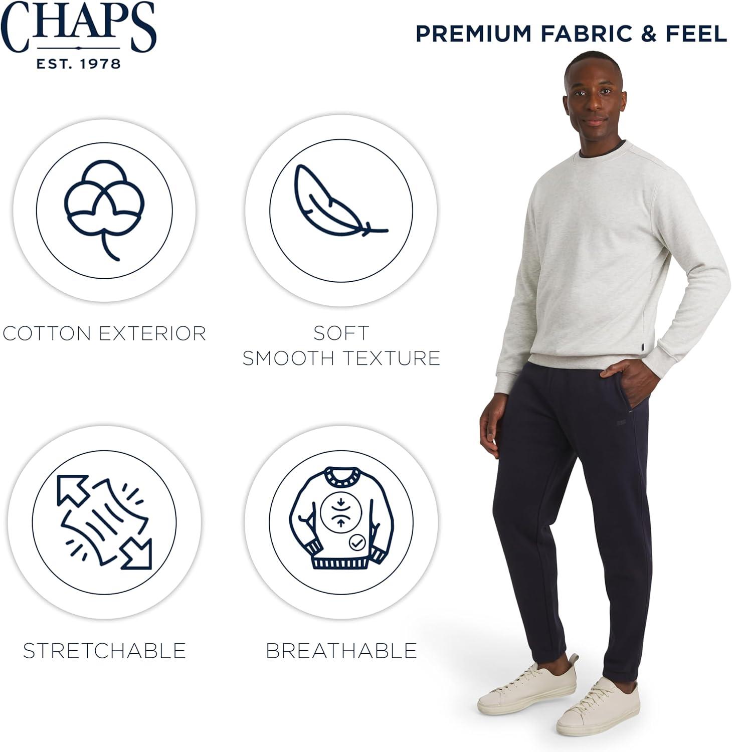 imageChaps Mens Everyday Classic Casual Long Sleeve Super Soft Fleece Midweight Crewneck SweaterOatmeal Heather