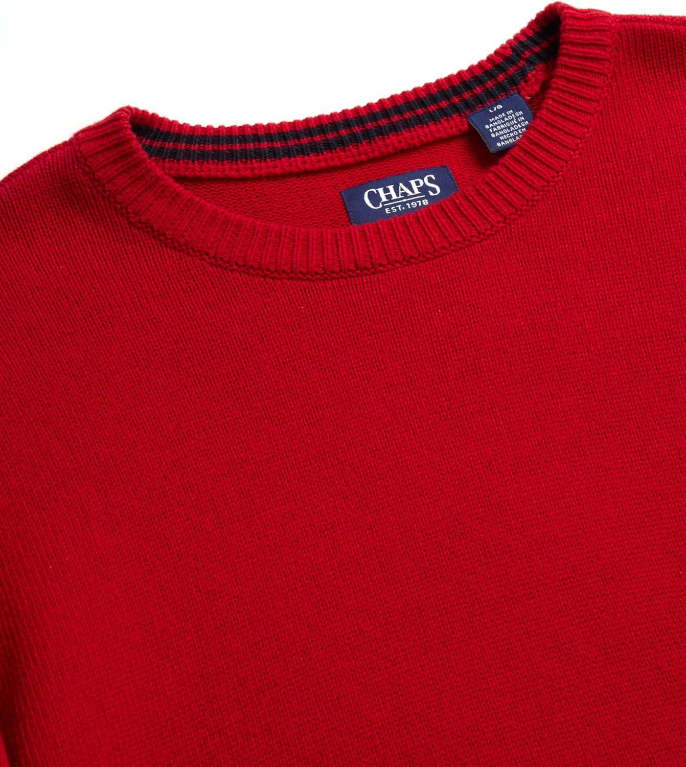 imageChaps Mens Sweater  Heavyweight Classic Fit Cotton Crewneck Pullover Sweater for Men S2XL Size XLarge RedOld