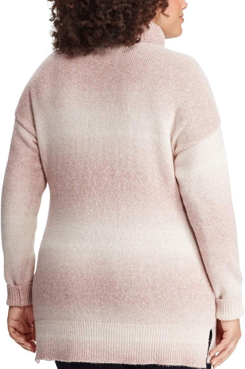 imageChaps Womens Plus Size Ombre Stripe Turtleneck Sweater Pink Multi 1X