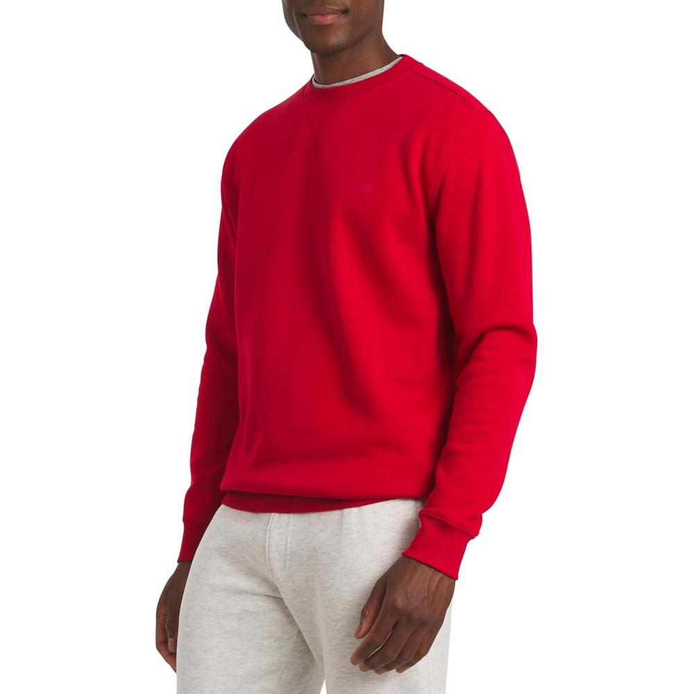 imageChaps Mens Everyday Classic Casual Long Sleeve Super Soft Fleece Midweight Crewneck SweaterChaps Red