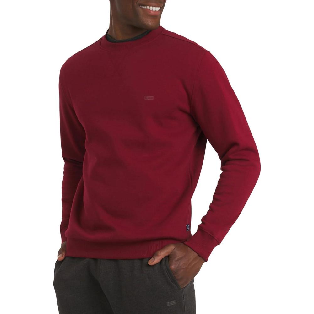 imageChaps Mens Everyday Classic Casual Long Sleeve Super Soft Fleece Midweight Crewneck SweaterDeep Mahogany