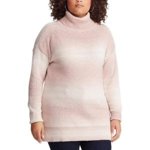 imageChaps Womens Plus Size Ombre Stripe Turtleneck Sweater Pink Multi 1X