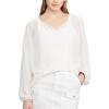 imageChaps Womens Jacquard Sheer Blouse Top White Medium