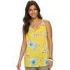 imageChaps Womens Printed Crinkle Sheer Tank Large Yellow