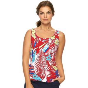 imageChaps Sport Womens Tropical Floral Scoopneck Tank Medium Multi Red Palm