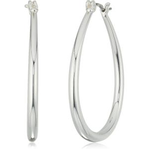 imageChaps Womens Oval Tubular Clickit Hoop Earrings Silver