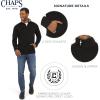 imageChaps Mens Regular Fit Long Sleeve Midweight Quarter Zip Fleece Pullover SweaterAmerican Black