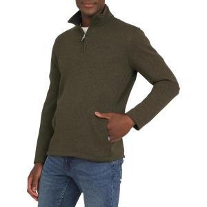 imageChaps Mens Regular Fit Long Sleeve Midweight Quarter Zip Fleece Pullover SweaterForest Green