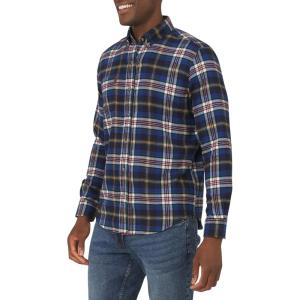 imageChaps Mens Classic Fit Long Sleeve Button Down Stretch Flannel Casual Woven ShirtBlue Multi