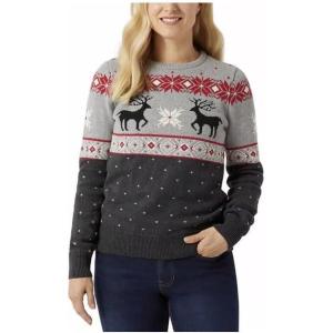 imageChaps Womens Crewneck Family Holiday Christmas Sweater US Alpha Small Regular Regular Gray