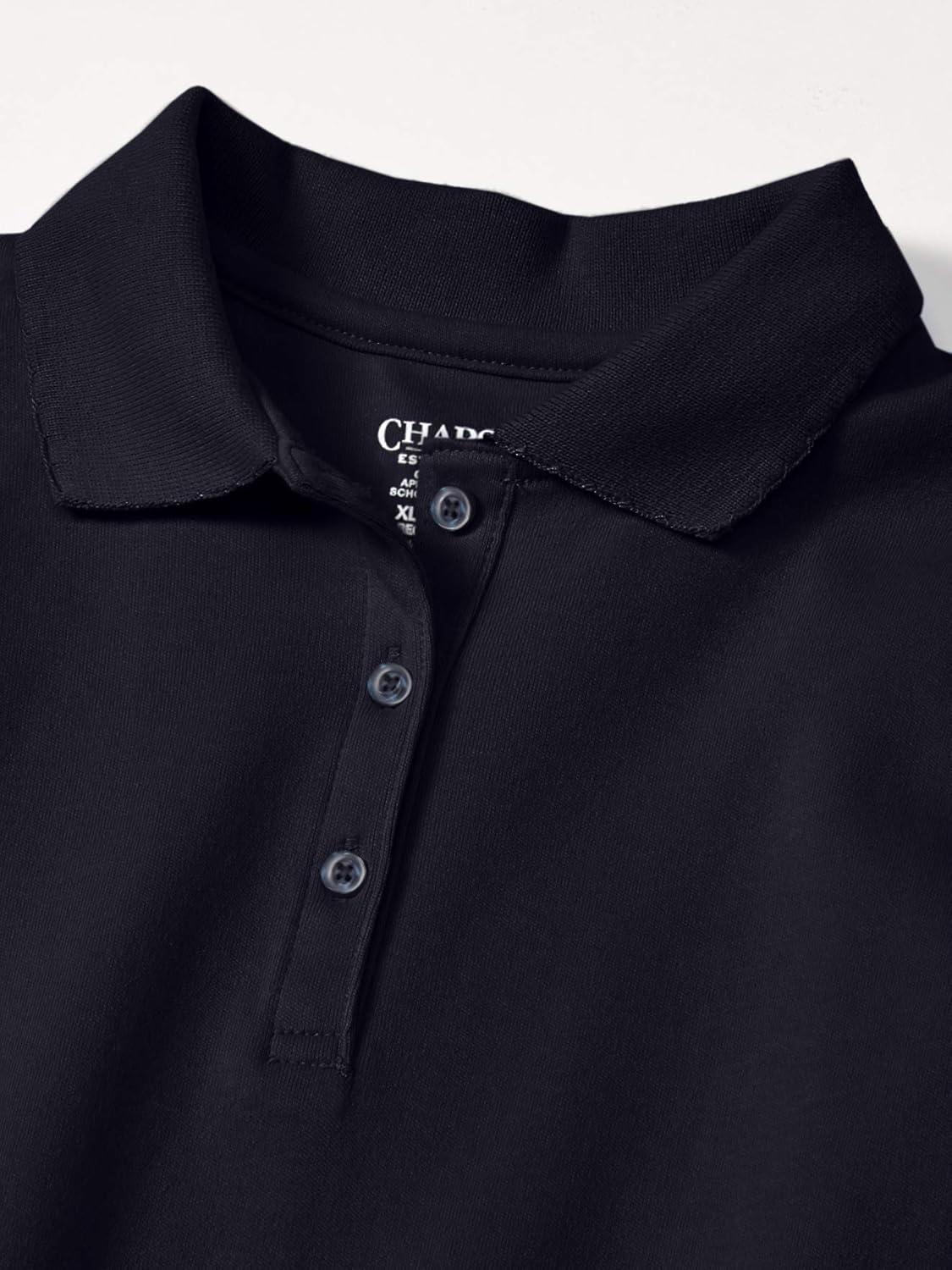 imageChaps Girls School Uniform Short Sleeve Interlock PoloNavy