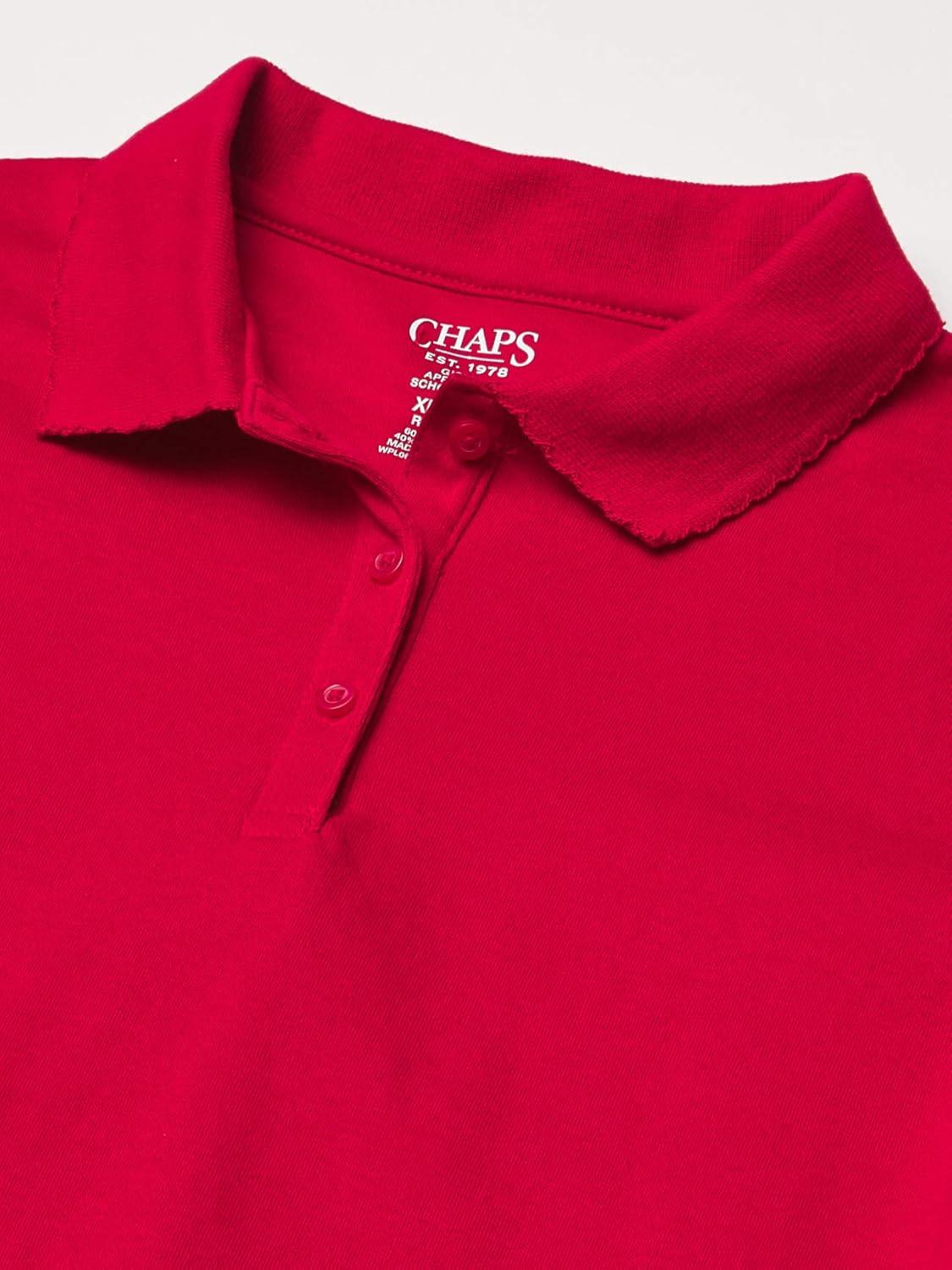 imageChaps Girls School Uniform Short Sleeve Interlock PoloRed
