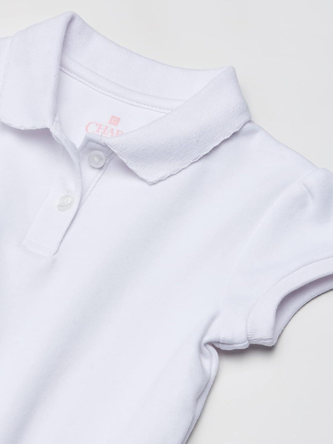 imageChaps Girls School Uniform Short Sleeve Interlock PoloWhite