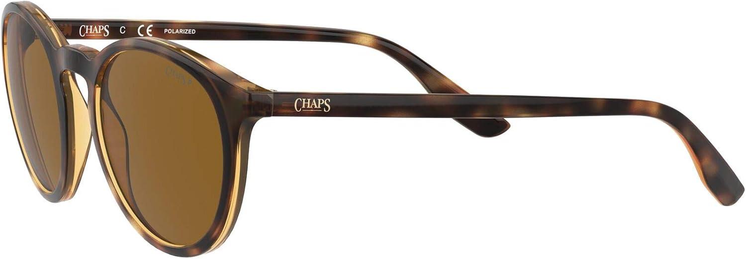 imageChaps Mens CP5002 Round Sunglasses Shiny Dark HavanaBrown Polarized 50 mm