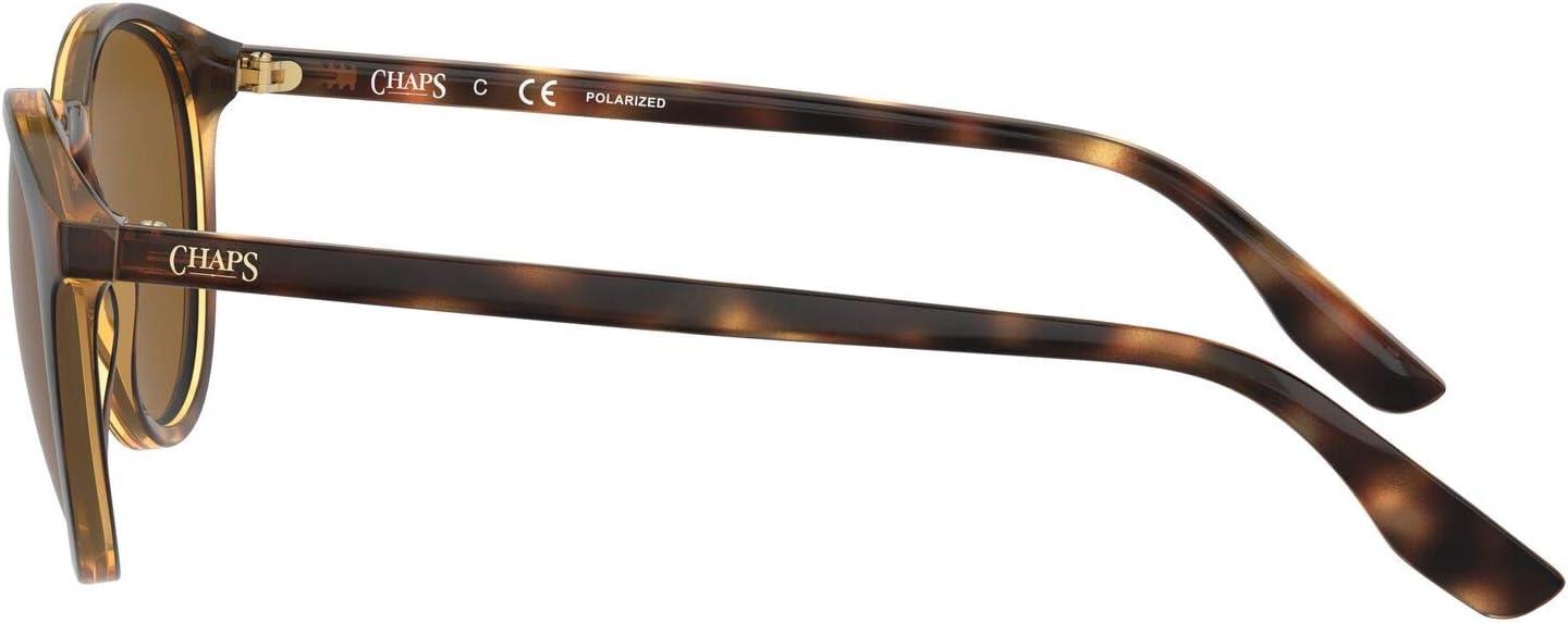 imageChaps Mens CP5002 Round Sunglasses Shiny Dark HavanaBrown Polarized 50 mm