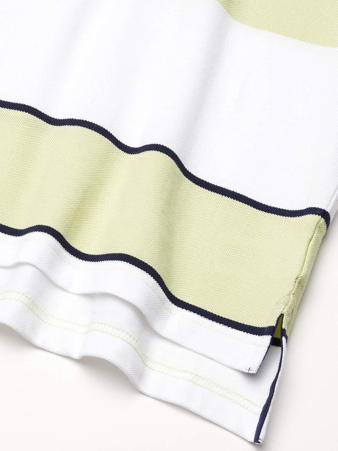 imageChaps Mens Classic Fit Cotton Mesh Everyday Polo ShirtGreen Stripe