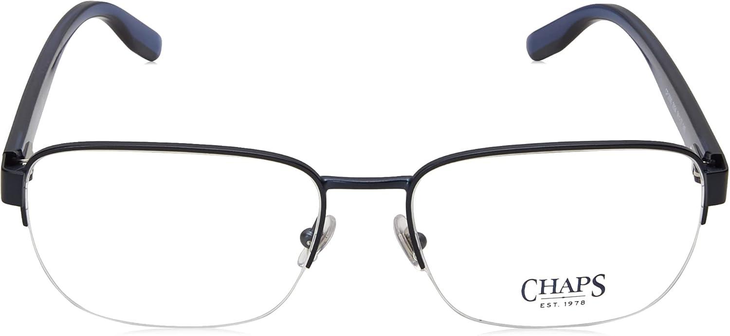 imageChaps Mens Cp2090 Rectangular Prescription Eyewear FramesSemishiny Navy BlueDemo Lens
