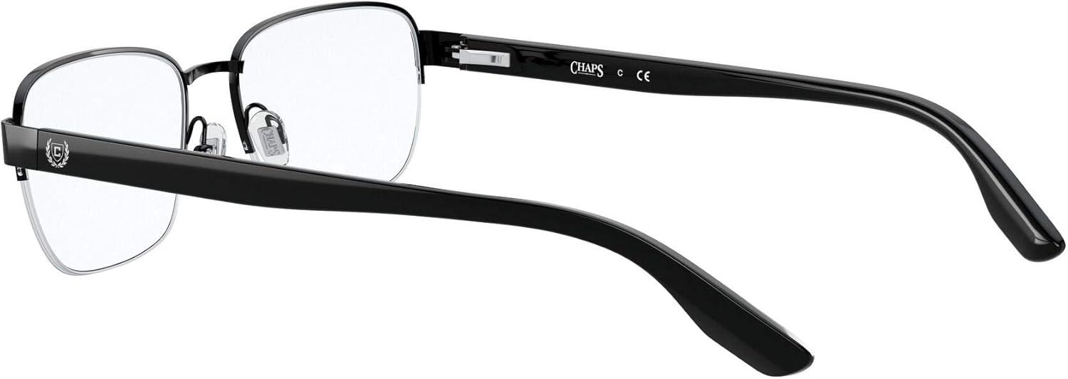 imageChaps Mens Cp2090 Rectangular Prescription Eyewear FramesShiny BlackDemo Lens