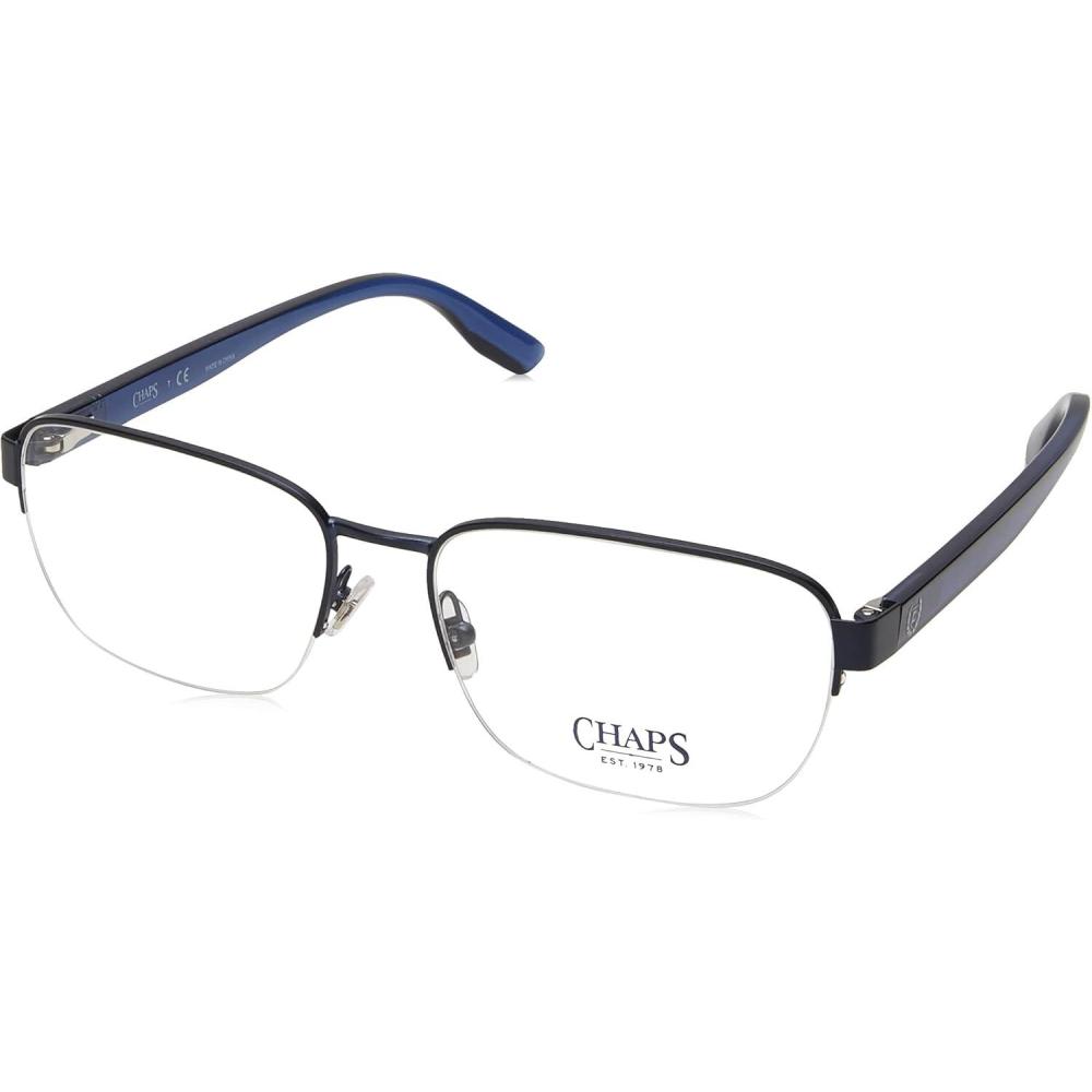 imageChaps Mens Cp2090 Rectangular Prescription Eyewear FramesSemishiny Navy BlueDemo Lens
